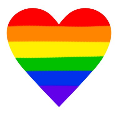 Kalp gökkuşağına boyanmış. lgbt desteği. İnsan hakları. afiş, afiş. vektör düz illüstrasyon