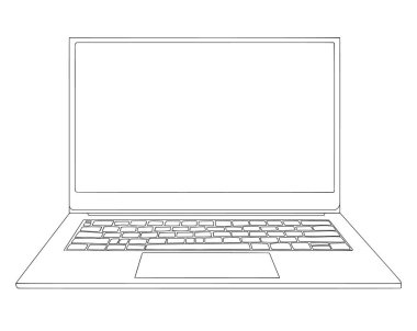 Bilgisayarı aç. vektör siyah ve beyaz grafik