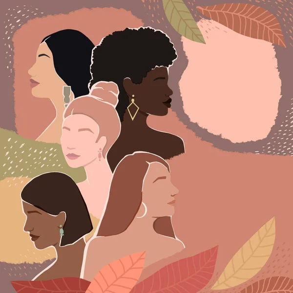 Mulheres Diferentes Grupos Étnicos Juntas Outono Movimento Para Capacitar Mulheres — Fotografia de Stock