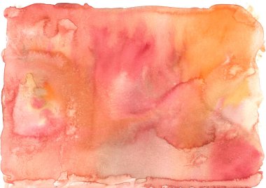 hafif suluboya arka plan. Hassas lekeler ve boya taşkınlığı. suluboya kağıt dokusunda. Şeftali, pembe ve bej renkli kolo