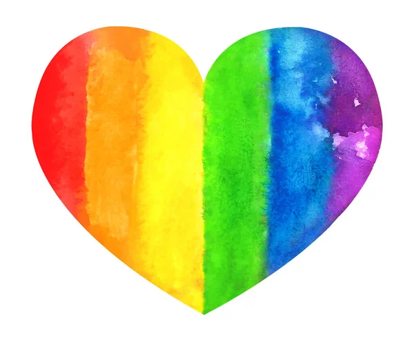 Καρδιά Ζωγραφισμένη Από Χέρια Ακουαρέλες Ζωγραφισμένη Ουράνιο Τόξο Όμορφα Spreads — Διανυσματικό Αρχείο