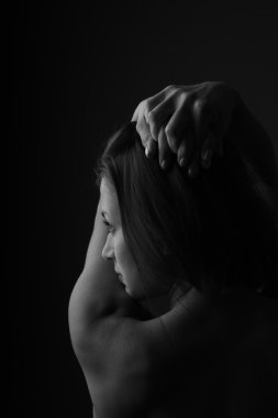 Şehvetli bir kadının arka profil