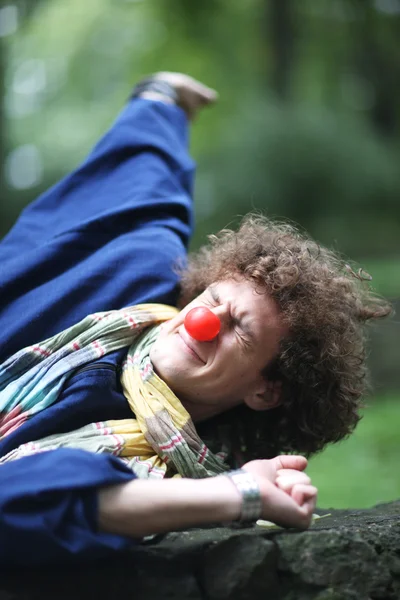 Street performance of single clown — Stock Photo, Image