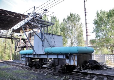 Donetsk kömür boşaltma istasyonu. Kömür ile yük vagonu. CHP. Productio