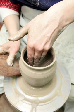 Modelleme kil. El yapımı pot. Boyalı cam benzersiz desen