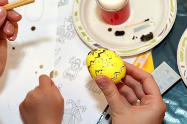 Easter painting. Painted Easter eggs with wax. A unique painting clipart