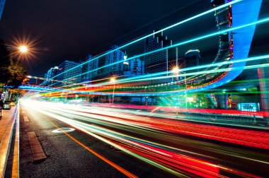 Gece araba hareket Shenzhen Çin