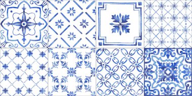 İtalyan seramik seramik deseni. Etnik halk süsleri. Meksika talavera, Portekiz azulejo veya İspanyol majolikası.