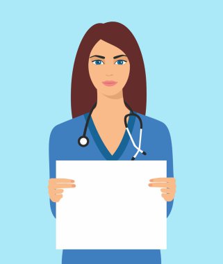 temiz bir sayfayla illüstrasyon sağlık işçisi tutar