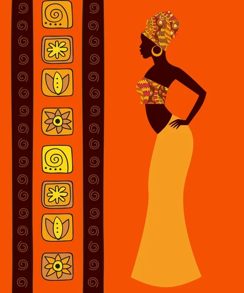 Silueta de una hermosa mujer africana — Vector de stock