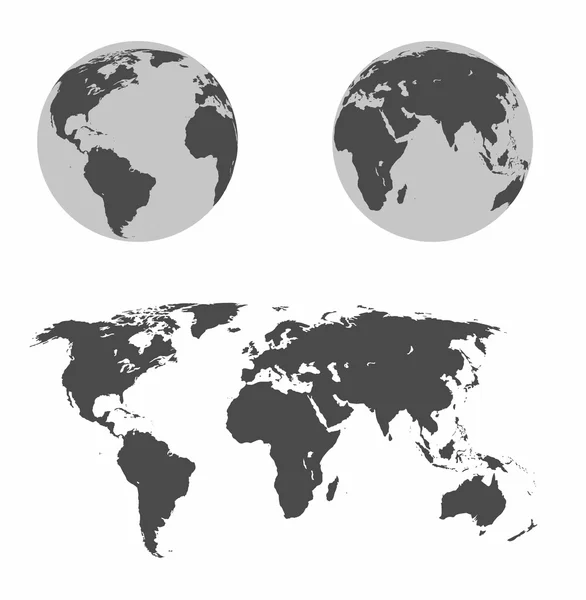 Conjunto de ilustrações vetoriais - mapa do mundo, os dois hemisférios — Vetor de Stock