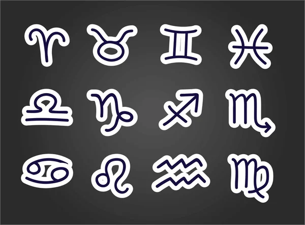 Signos del zodiaco con un contorno blanco. Colección de los doce símbolos del zodiaco. Archivo vectorial — Vector de stock