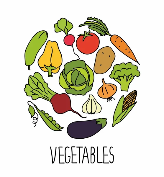 Από φρέσκα και υγιή λαχανικά, κάθε ένα είναι απομονωμένες για εύκολη χρήση. Υγιή τρόπο ζωής ή διατροφής σχέδιο στοιχείο του διανύσματος. — Διανυσματικό Αρχείο