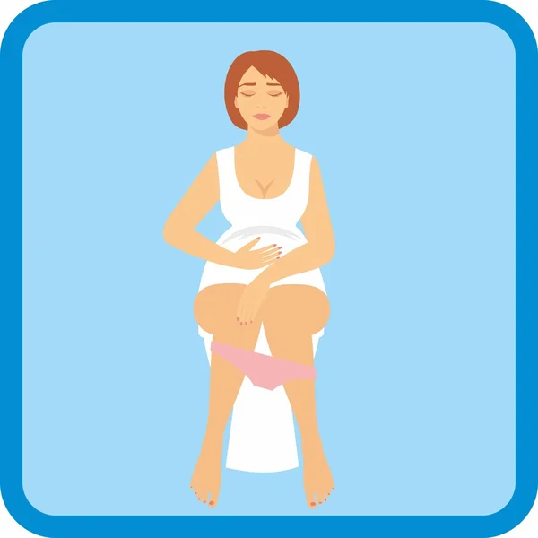 Woman is sitting on the toilet. urinary bladder problem or pregnancy or sickness concept. — Stock Illustration Woman is sitting on the toilet. urinary bladder problem or pregnancy or sickness concept. Royalty Free Stock Illustrations