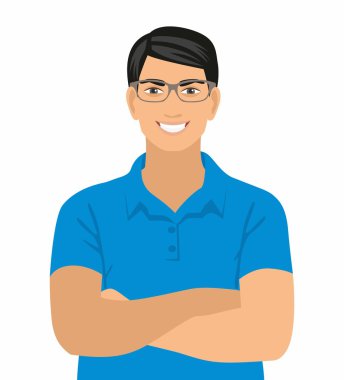 smiling man with glasses. Young attractive smiling man