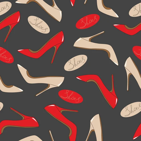 Seamless pattern of bright trendy shoes — Wektor stockowy