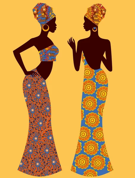 Silhouette di una bella donna africana — Vettoriale Stock
