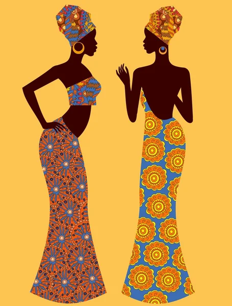 Silueta de una hermosa mujer africana — Vector de stock