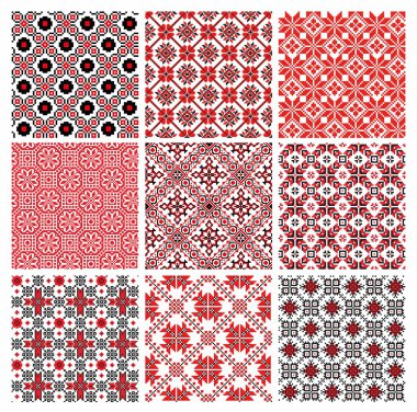 etnik desenleri ile sorunsuz arka plan kümesi. Halk tarzında seamless modeli.