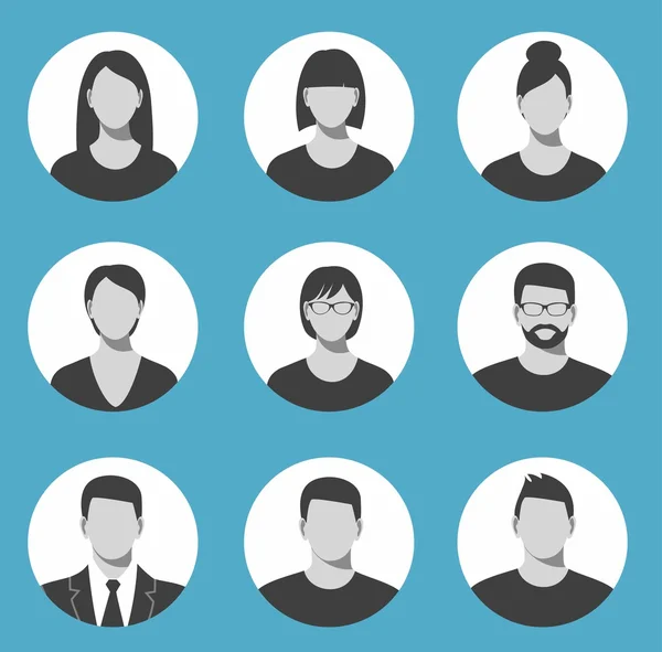 Set di icone del profilo Avatar tra cui maschio e femmina. — Vettoriale Stock