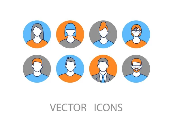 Conjunto Iconos Imagen Perfil Avatar Incluyendo Masculino Femenino Mapa Bits — Vector de stock