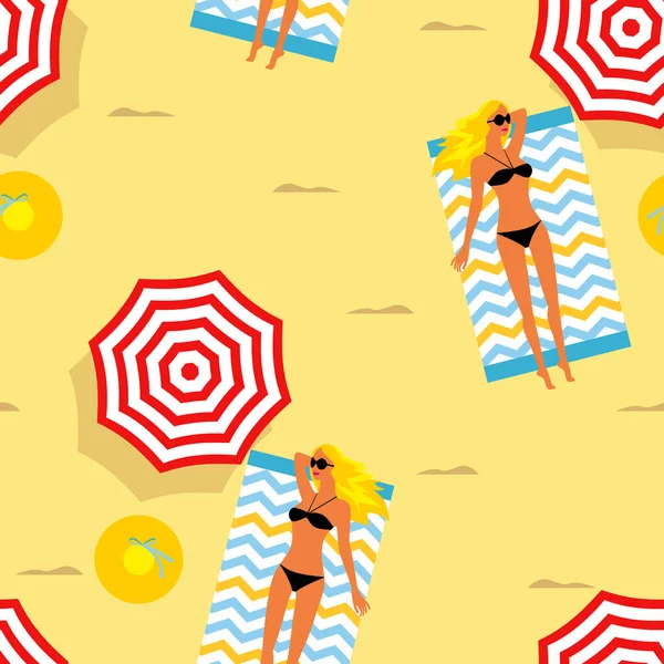 Sombrillas Playa Sol Sombrilla Estrella Mar Piscina Verano Tropical Vacaciones — Vector de stock