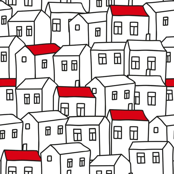 Seamless Pattern Houses Vector Illustration — Stock Vector