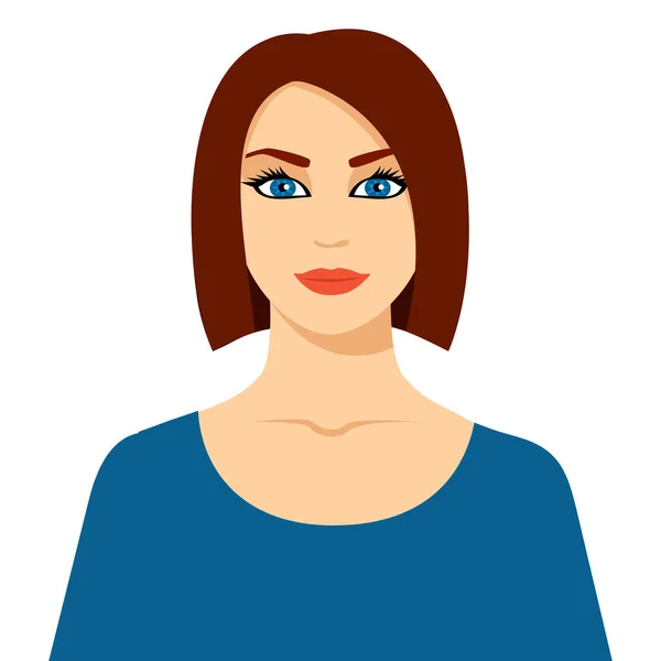 Vrouw Met Lang Haar Blauwe Ogen Vector Illustratie — Stockvector