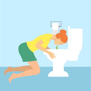 Kadınlar tuvalette kusuyor.