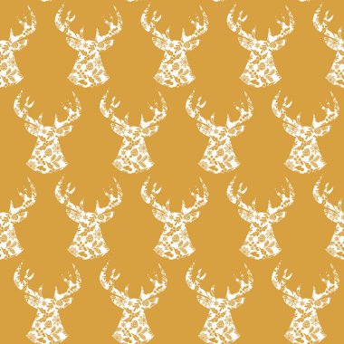 Dekoratif geyik unsurlarıyla kusursuz desen