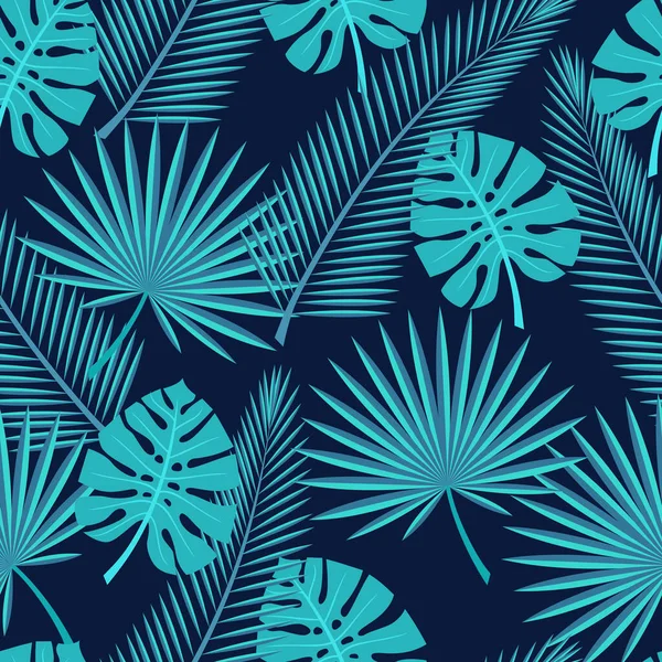 Modèle Sans Couture Avec Des Feuilles Tropicales — Image vectorielle