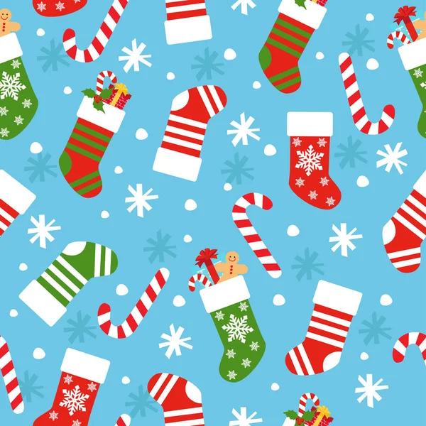 Patrón Sin Costuras Navidad Con Elementos Decorativos Calcetines — Vector de stock