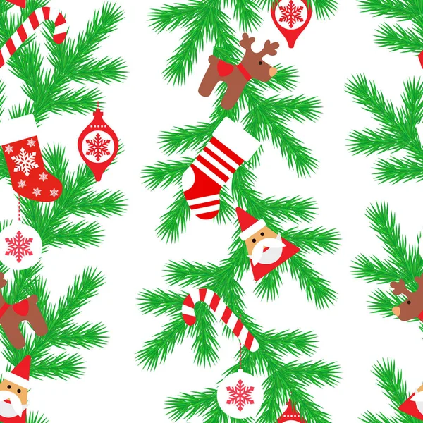 Fundo Natal Com Ramos Abeto Santas —  Vetores de Stock