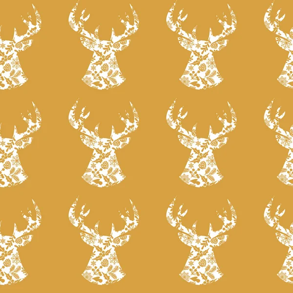Seamless Pattern Decorative Deer Elements — Stock Vector