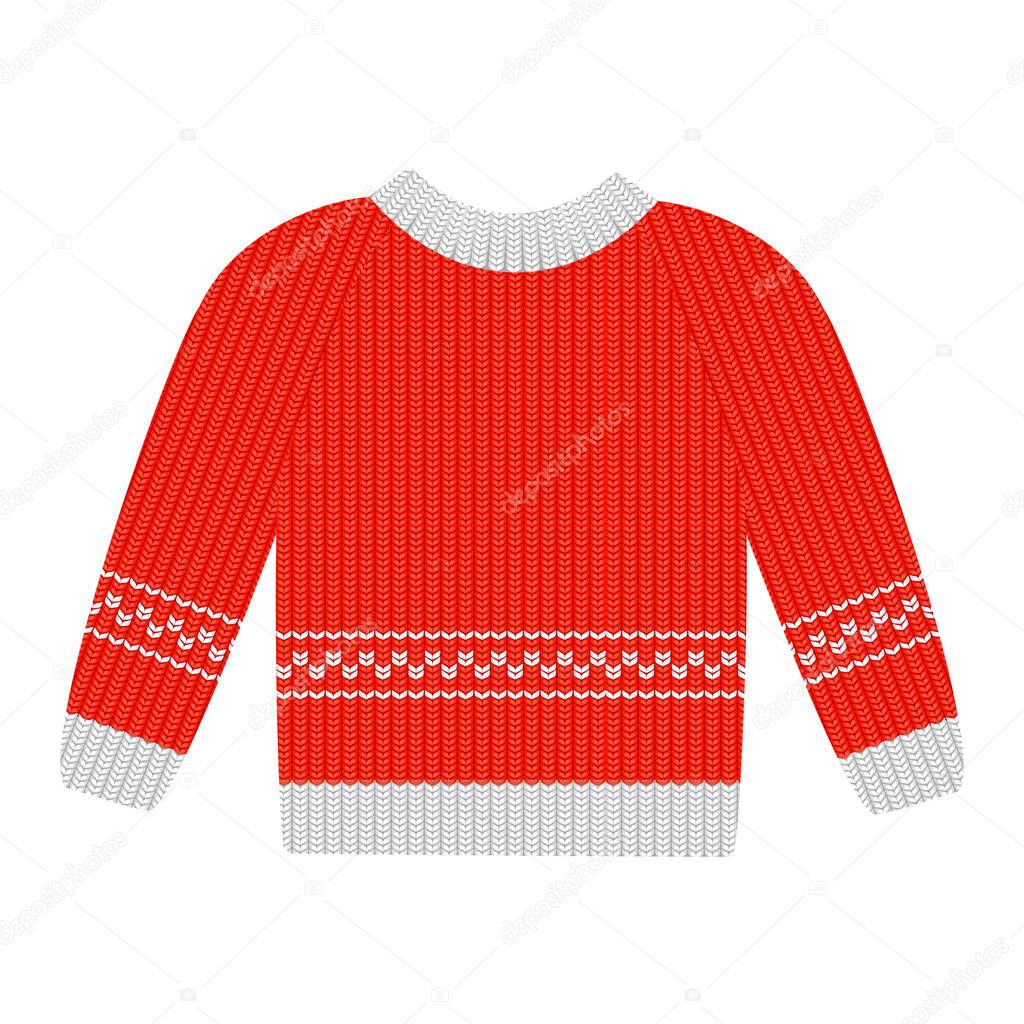 vector illustration of knitted red sweater 