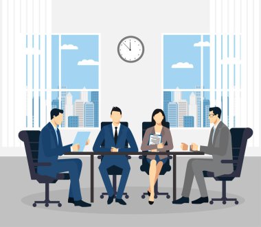 Ofis işi, iş akışı, iş birliği, takım çalışması. Şirkette iş toplantısı. ofis toplantısı