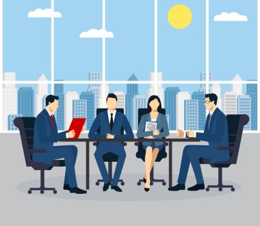 Ofis işi, iş akışı, iş birliği, takım çalışması. Şirkette iş toplantısı. ofis toplantısı