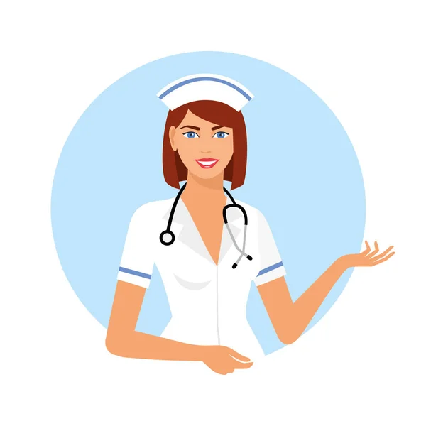 Beautiful Smiling Woman Nurse Isolated Blue Background Woman Nurse Stethoscope — Stock Vector