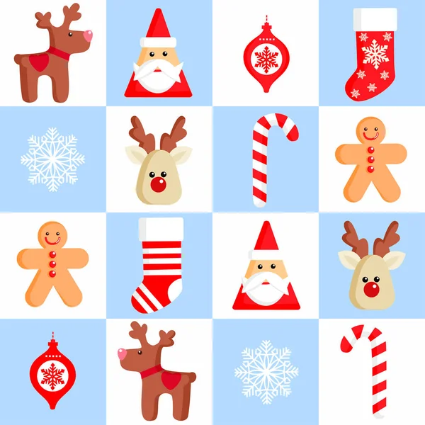 Cute Christmas Icons Set Vector Illustration — Stock Vector
