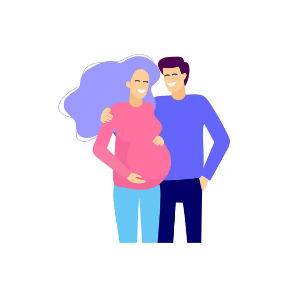 Schwangere Frau Mit Ehemann Vektorillustration — Stockvektor