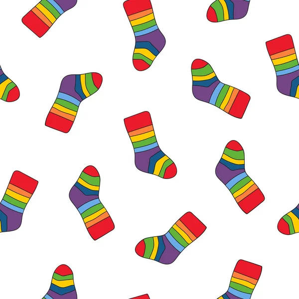 Beyaz Arka Planda Renkli Çorapları Olan Kusursuz Bir Desen — Stok Vektör