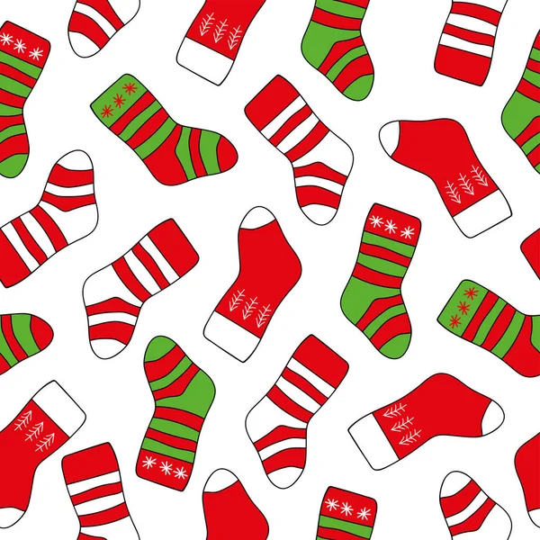 Vector Pattern Christmas Elements New Year Socks — Stock Vector