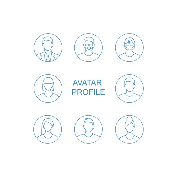 Conjunto Avatares Perfil Ilustración Vectorial — Vector de stock