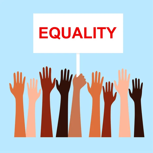 Χέρι Κρατώντας Σημάδι Την Επιγραφή Ισότητα Διανυσματική Απεικόνιση — Διανυσματικό Αρχείο