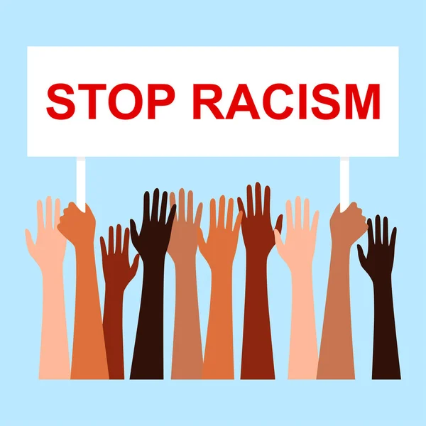 Mains Tenant Signe Avec Inscription Stop Racisme Illustration Vectorielle — Image vectorielle