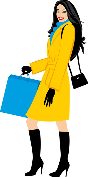 Dziewczyna zakupy - czas ilustracja — Wektor stockowy