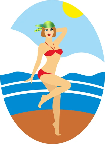 Dziewczyna w kostiumie kąpielowym - czas ilustracja — Wektor stockowy
