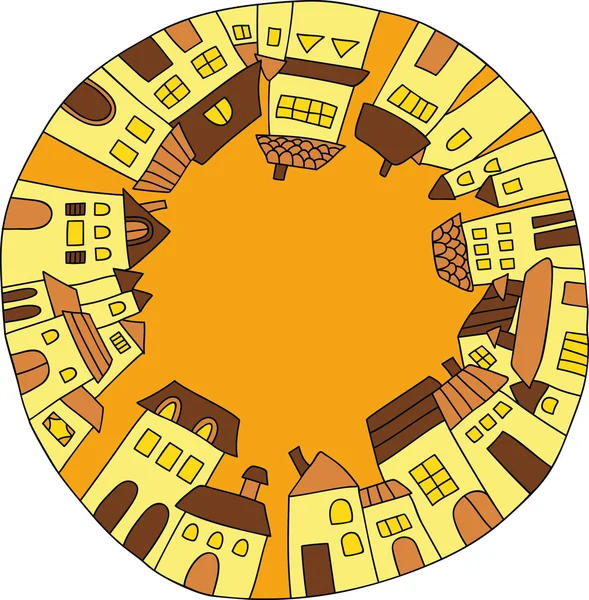 Ilustracja domy w okrągłe ramki — Wektor stockowy