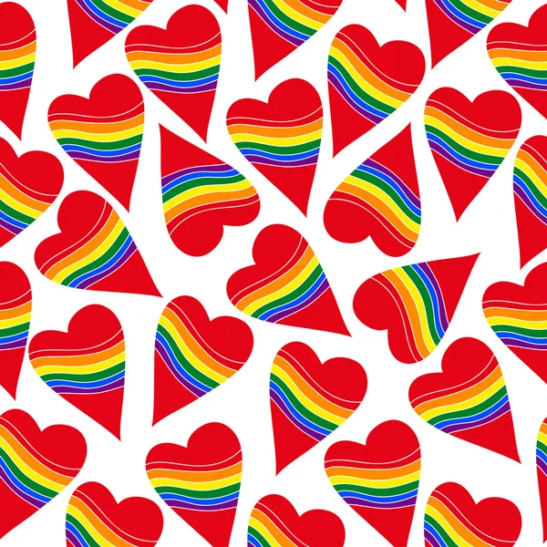 Illustration vectorielle de stock : gay arc-en-ciel sans couture coeur — Image vectorielle