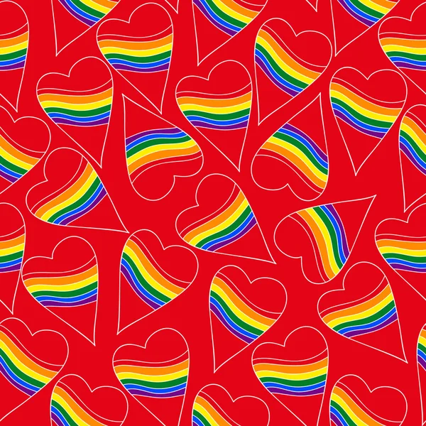 Illustration vectorielle de stock : gay arc-en-ciel sans couture coeur — Image vectorielle